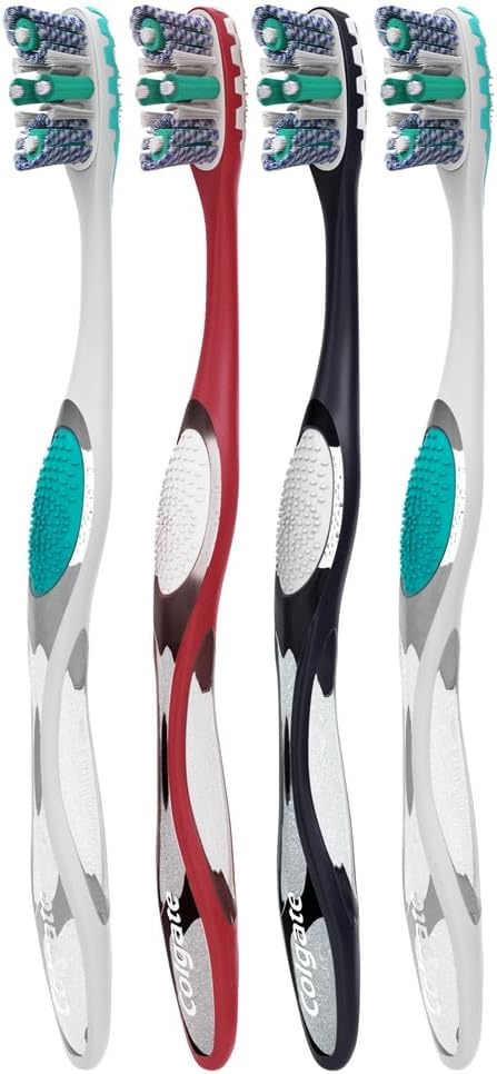 imageColgate 360 Advanced Whitening Medium Toothbrush Pack 4 Adult Medium Toothbrushes with Cheek and Tongue Cleaner Helps Clean Your Teeth Tongue Cheeks and Gums 4 Pack1 Count Pack of 8