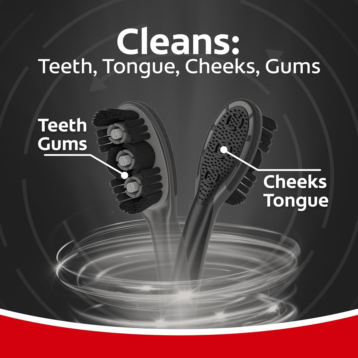 imageColgate 360 Vibrate Charcoal Battery Powered Electric Toothbrush with Soft Bristles 2 Pack Sonic PoweredBlack