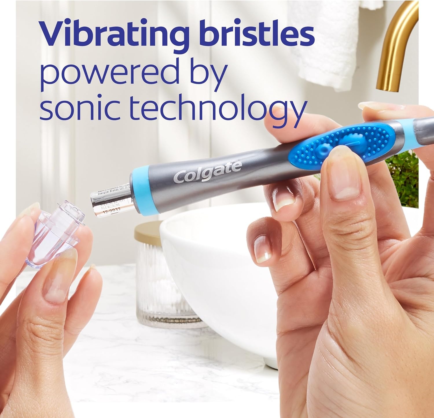 imageColgate 360 Vibrate Charcoal Battery Powered Electric Toothbrush with Soft Bristles 2 Pack Sonic PoweredMulticolored