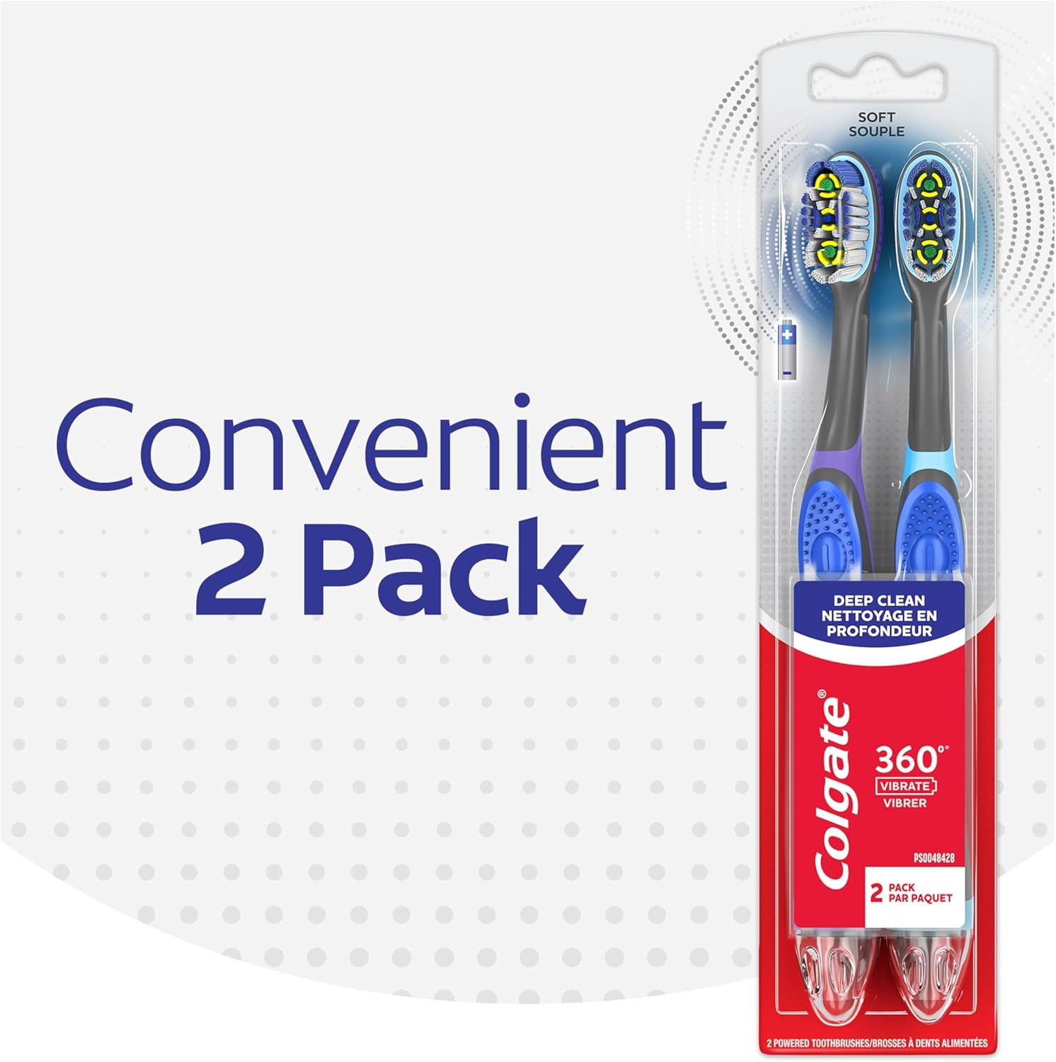 imageColgate 360 Vibrate Charcoal Battery Powered Electric Toothbrush with Soft Bristles 2 Pack Sonic PoweredMulticolored