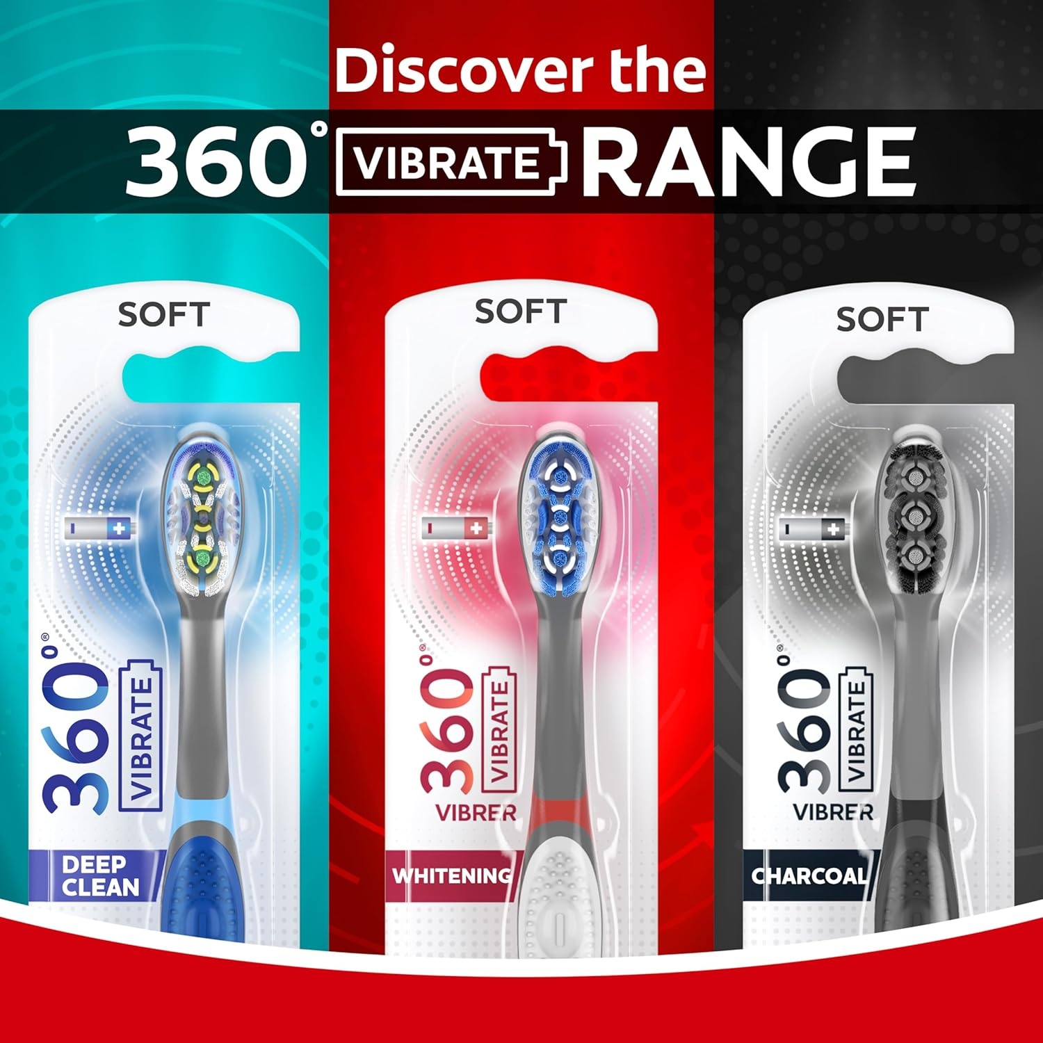 imageColgate 360 Vibrate Deep Clean Battery Powered Electric Toothbrush with Medium Bristles 2 Pack Sonic Powered2 Count Pack of 1