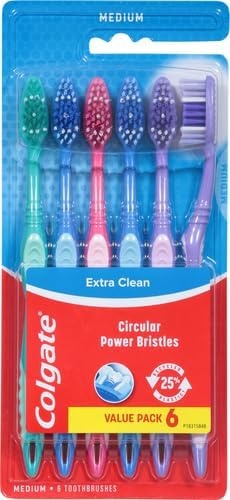 imageColgate Extra Clean Toothbrush Medium Toothbrush for Adults 6 Pack6 Count Pack of 12