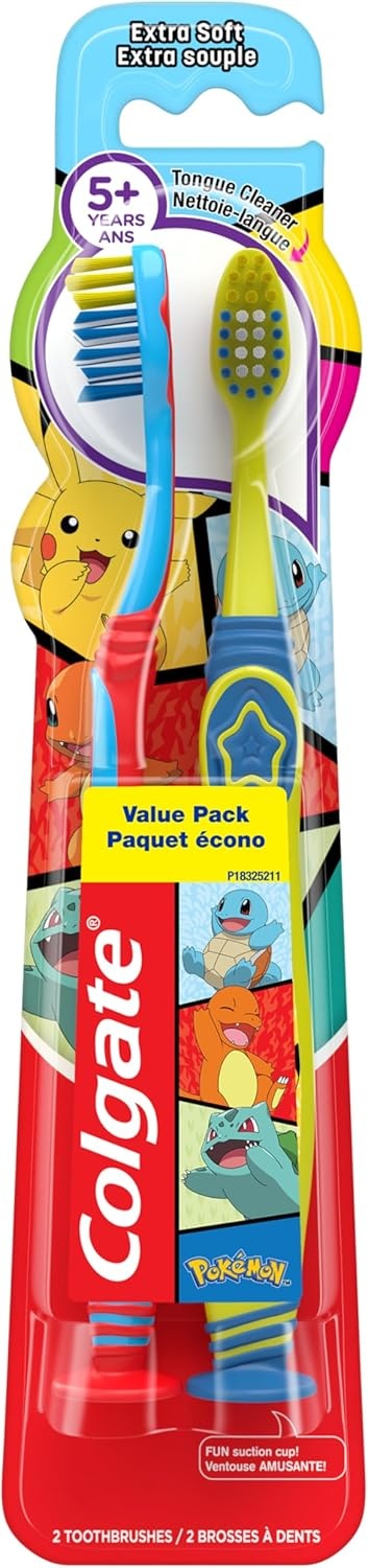 imageColgate Kids Toothbrush with Suction Cup Extra Soft Pokemon 2 Count1 Count Pack of 1