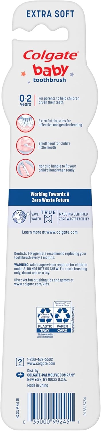 imageColgate My First Baby and Toddler Toothbrush Extra Soft Infant Training Toothbrush Ages 02 6 Count1 Count Pack of 12