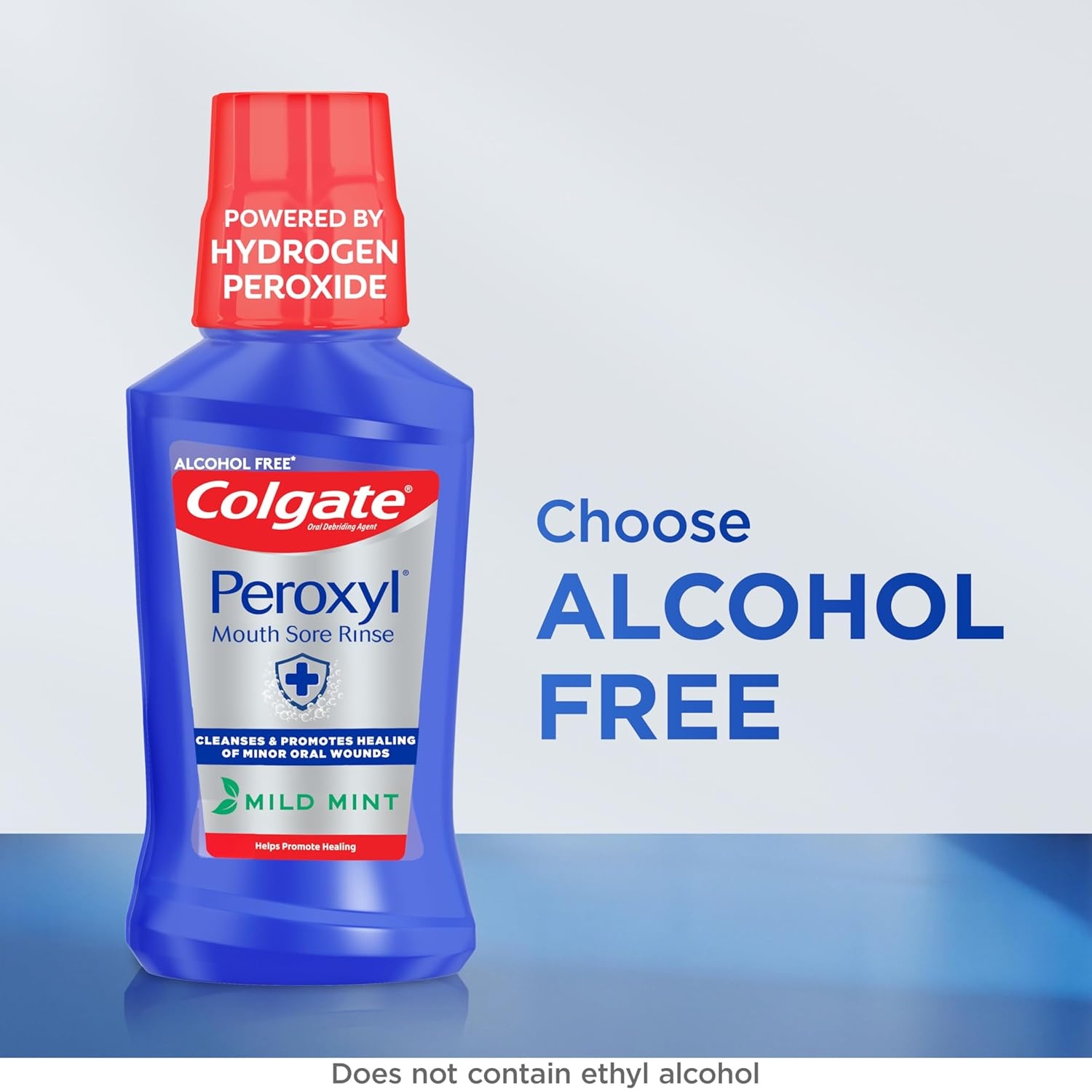 imageColgate Peroxyl Alcohol Free Mouthwash with 15 Hydrogen Peroxide Mouth Sore Rinse for Canker Sores Oral Irritations and Burns Mild Mint 84 fl oz Bottle169 Ounce Pack of 1