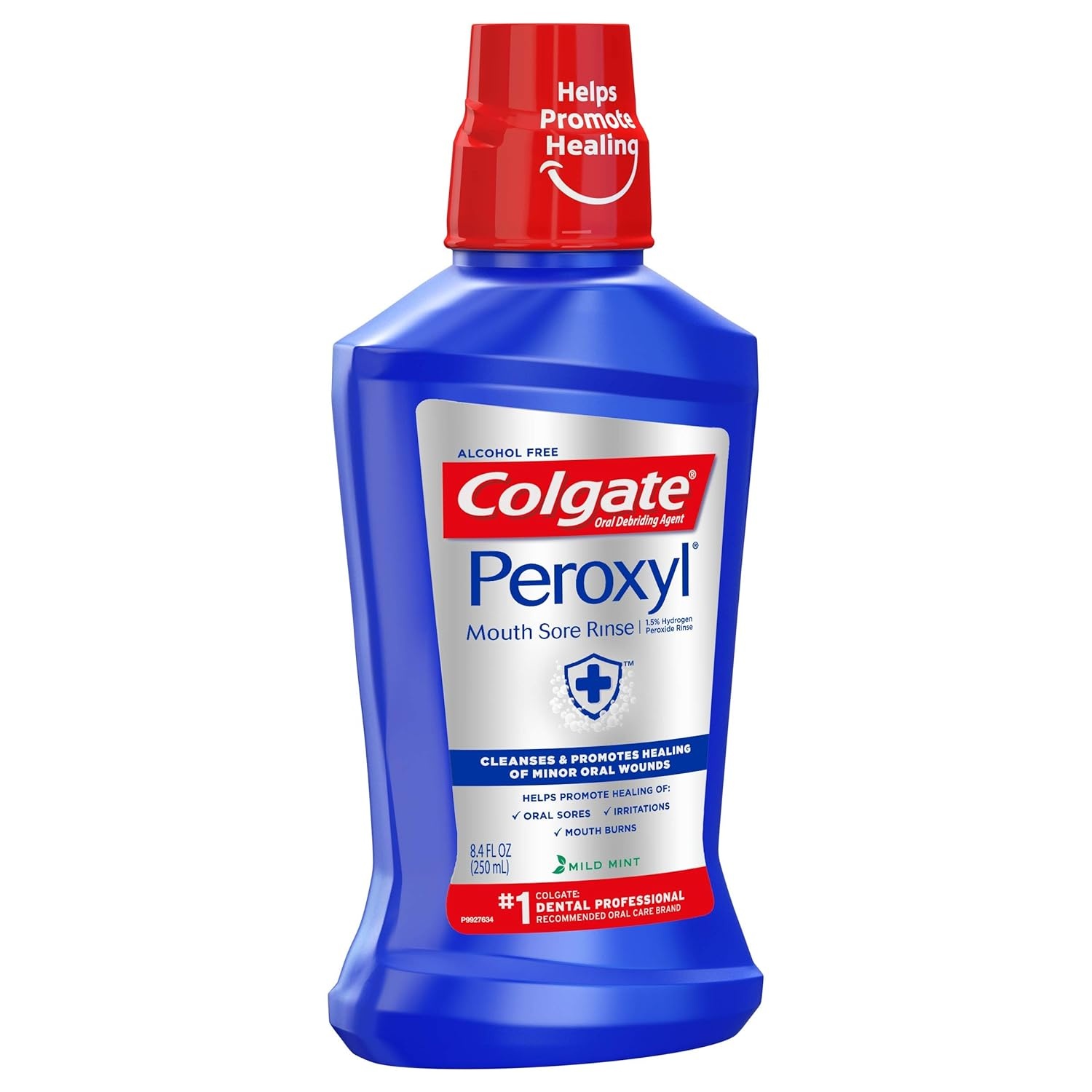 imageColgate Peroxyl Alcohol Free Mouthwash with 15 Hydrogen Peroxide Mouth Sore Rinse for Canker Sores Oral Irritations and Burns Mild Mint 84 fl oz Bottle1 Count Pack of 1