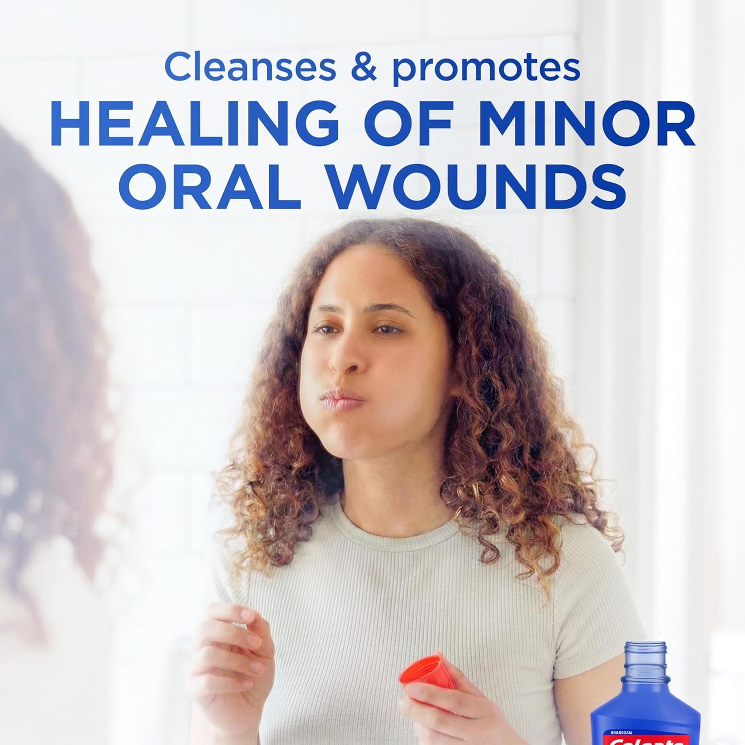 imageColgate Peroxyl Alcohol Free Mouthwash with 15 Hydrogen Peroxide Mouth Sore Rinse for Canker Sores Oral Irritations and Burns Mild Mint 84 fl oz Bottle1 Count Pack of 1