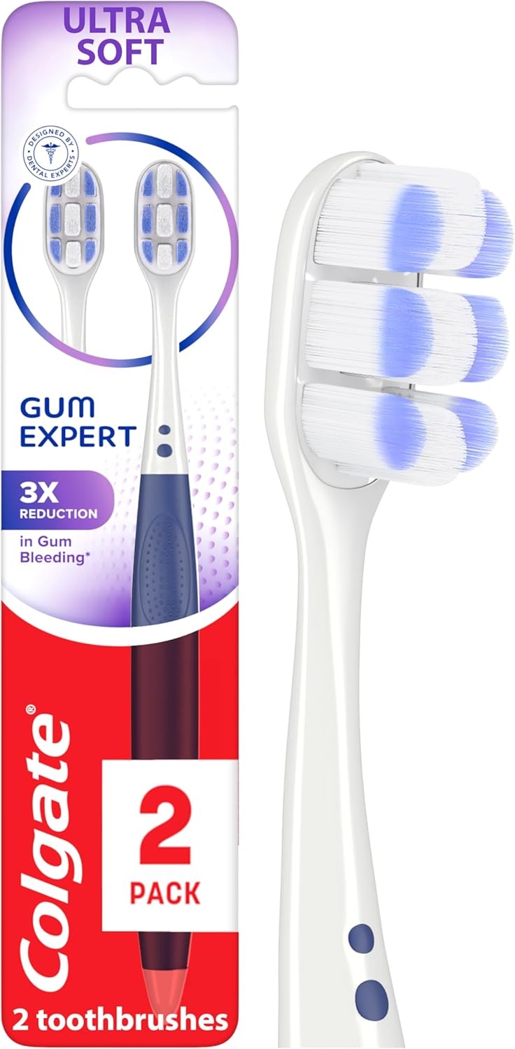 imageColgate Sensitive Expert Ultra Soft Sensitive Toothbrush Pack Extra Soft Toothbrush for Sensitive Gums and Teeth Gently Cleans Teeth and Gums 2 Pack2 Count Pack of 1