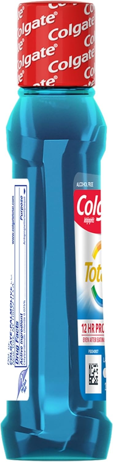 imageColgate Total Alcohol Free Mouthwash Peppermint for Bad Breath Helps Prevent Gingivitis and Plaque 3 Pack 338 Oz Each2 Fl Oz Pack of 1