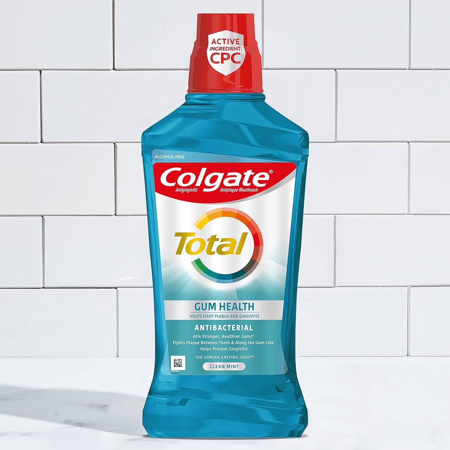 imageColgate Total Alcohol Free Mouthwash Peppermint for Bad Breath Helps Prevent Gingivitis and Plaque 3 Pack 338 Oz Each338 Ounce Pack of 6