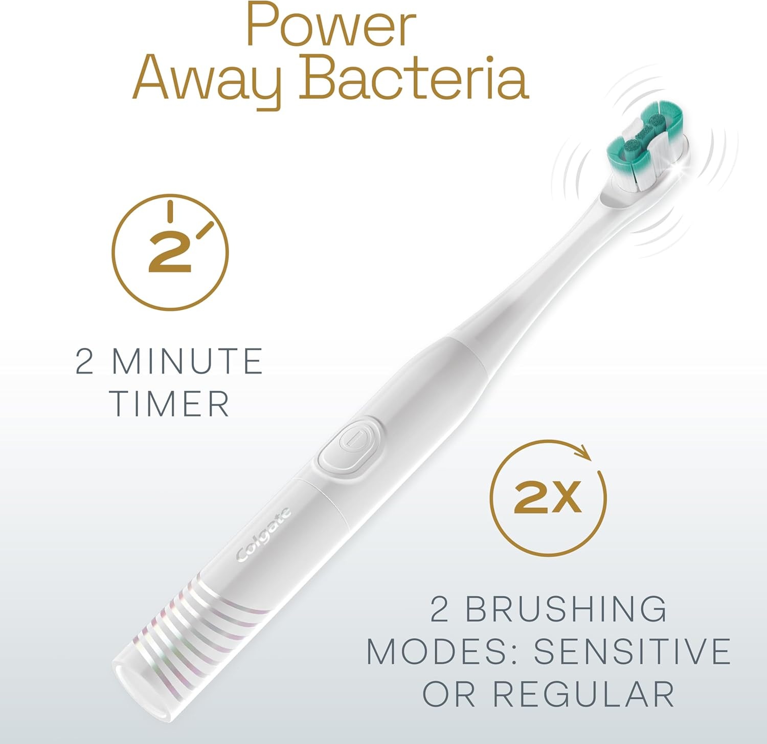 imageColgate Total Battery Powered Electric Toothbrush 1 Pack Soft Bristle Battery Toothbrush for Adults Includes 2 AAA Batteries and Built In 2 Minute Timer Sensitive and Regular Brushing Modes White1 Count Pack of 1
