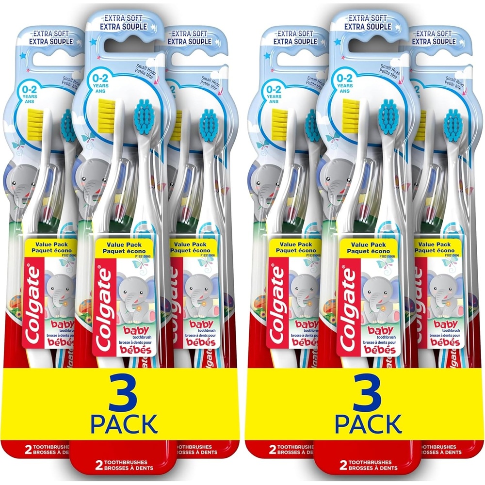 imageColgate My First Baby and Toddler Toothbrush Extra Soft Infant Training Toothbrush Ages 02 6 Count1 Count Pack of 12