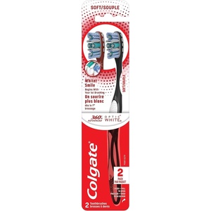 Colgate 360 Optic White Whitening Toothbrush, Adult Soft Toothbrush with Whitening Cups, Helps Whiten Teeth and Removes Odor Causing Bacteria, 4 Pack(2 Count (Pack of 1))