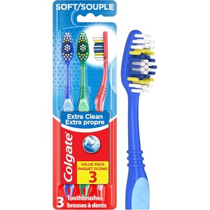 Colgate Extra Clean Toothbrush, Medium Toothbrush for Adults, 6 Pack(3 Count (Pack of 1))