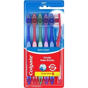 Colgate Extra Clean Toothbrush, Medium Toothbrush for Adults, 6 Pack(6 Count (Pack of 6))