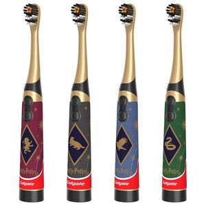 Colgate Harry Potter Kids Battery Toothbrush Multipack, Extra Soft Kids Vibrating Toothbrush, AA Batteries Included, 4 Pack, for Witches and Wizards Ages 3 and Older, Lay Flat Design