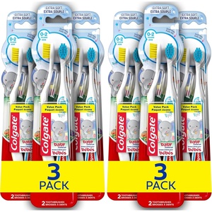 Colgate My First Baby and Toddler Toothbrush, Extra Soft Infant Training Toothbrush, Ages 0-2, 6 Count(1 Count (Pack of 12))