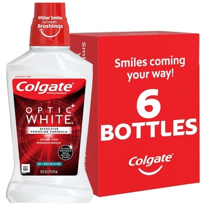Colgate Optic White Whitening Mouthwash with Hydrogen Peroxide, Alcohol Free, Icy Fresh Mint – 16 fluid ounces (6 Pack)(16 Fl Oz (Pack of 6))