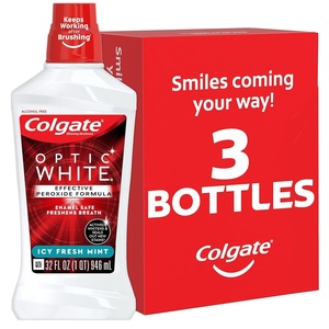 Colgate Optic White Whitening Mouthwash with Hydrogen Peroxide, Alcohol Free, Icy Fresh Mint – 16 fluid ounces (6 Pack)(32 Fluid Ounce (3 Pack))