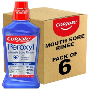 Colgate Peroxyl Alcohol Free Mouthwash with 1.5% Hydrogen Peroxide, Mouth Sore Rinse for Canker Sores, Oral Irritations, and Burns, Mild Mint, 8.4 fl oz Bottle(16.9 Fl Oz (Pack of 6))