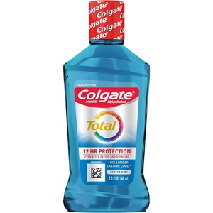 Colgate Total Alcohol Free Mouthwash, Peppermint for Bad Breath, Helps Prevent Gingivitis and Plaque, 3 Pack, 33.8 Oz Each(2 Fl Oz (Pack of 1))