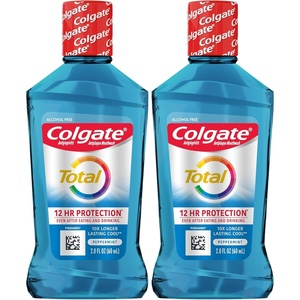 Colgate Total Alcohol Free Mouthwash, Peppermint for Bad Breath, Helps Prevent Gingivitis and Plaque, 3 Pack, 33.8 Oz Each(2 Fl Oz (Pack of 2))