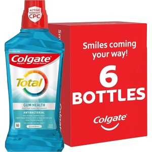 Colgate Total Alcohol Free Mouthwash, Peppermint for Bad Breath, Helps Prevent Gingivitis and Plaque, 3 Pack, 33.8 Oz Each(33.8 Ounce (Pack of 6))