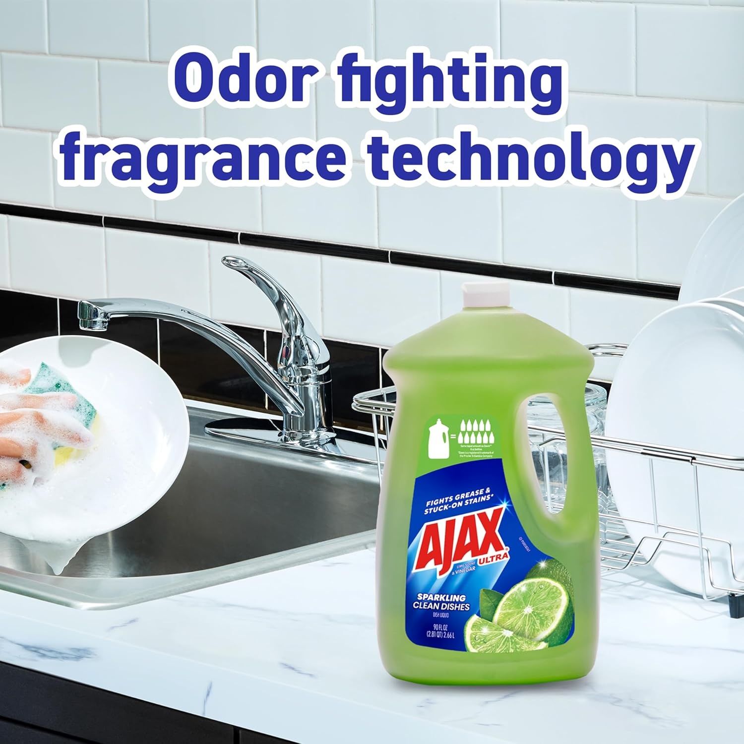 imageAjax Ultra Liquid Dish Soap Orange Scent Triple Action 90 fl oz BottleLime Vinegar