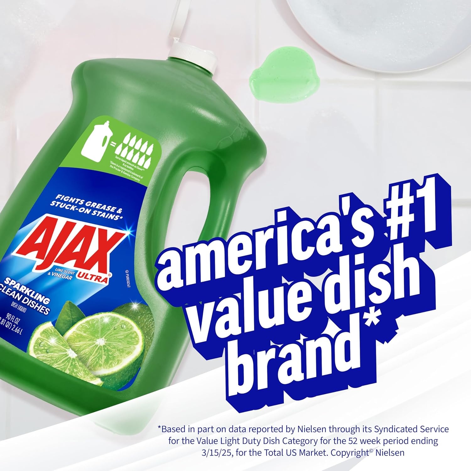 imageAjax Ultra Liquid Dish Soap Orange Scent Triple Action 90 fl oz BottleLime Vinegar