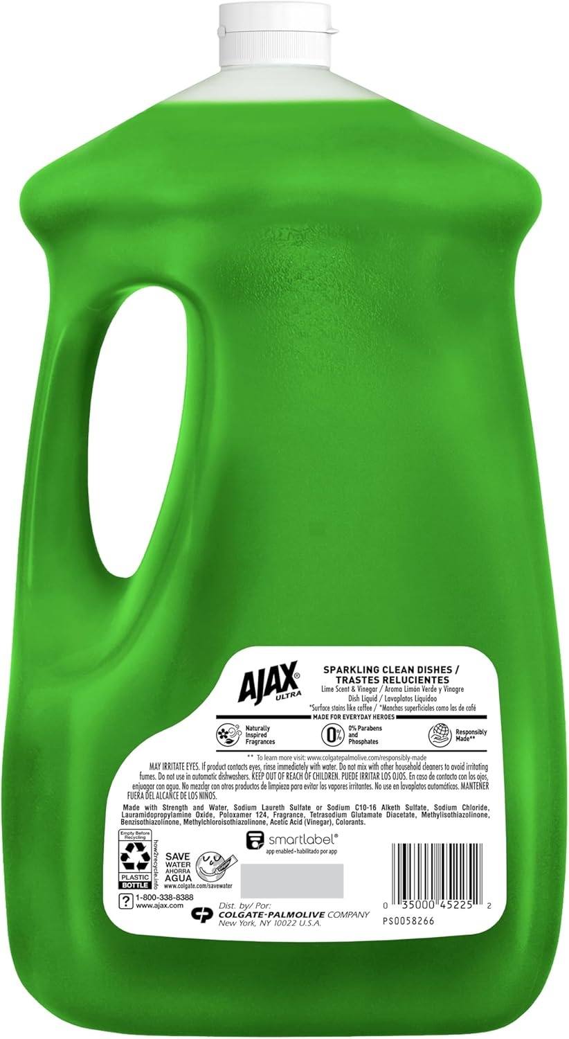 imageAjax Ultra Liquid Dish Soap Orange Scent Triple Action 90 fl oz BottleLime Vinegar