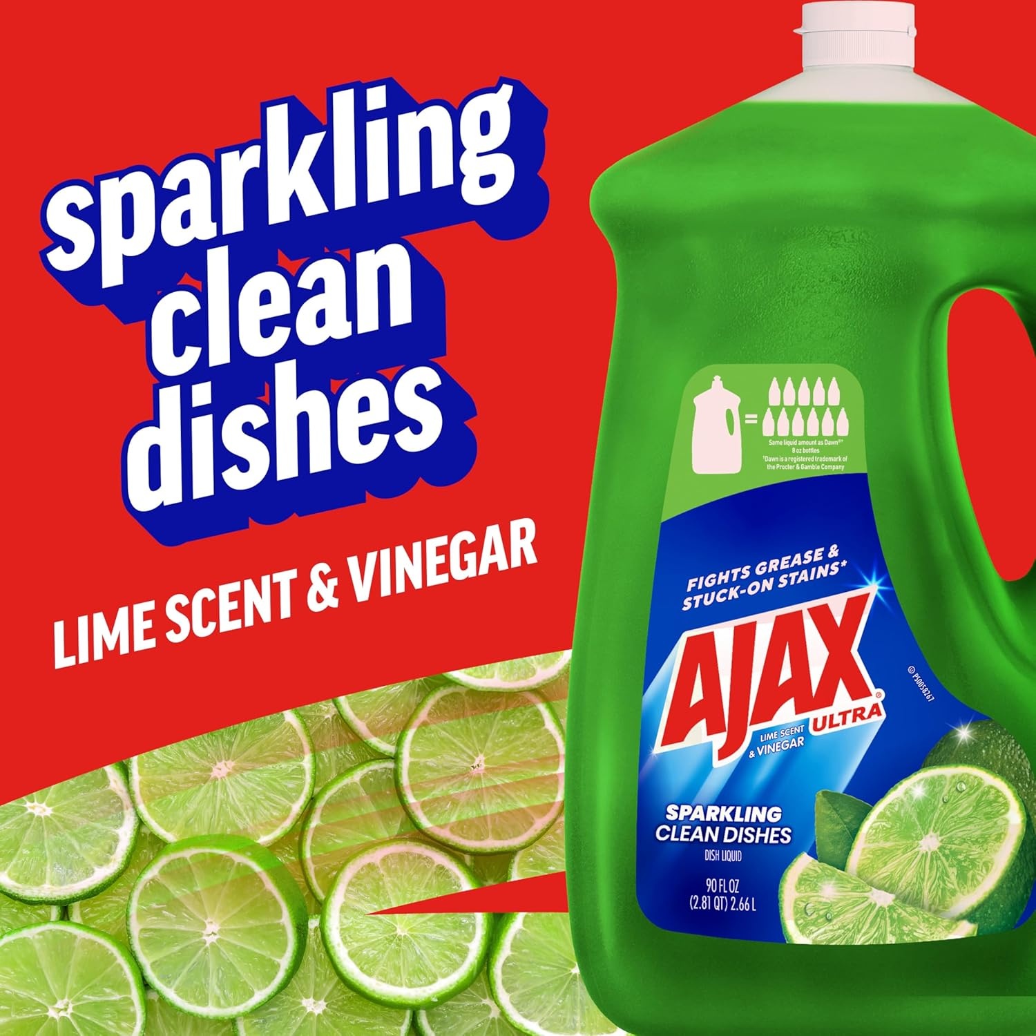 imageAjax Ultra Liquid Dish Soap Orange Scent Triple Action 90 fl oz BottleLime Vinegar