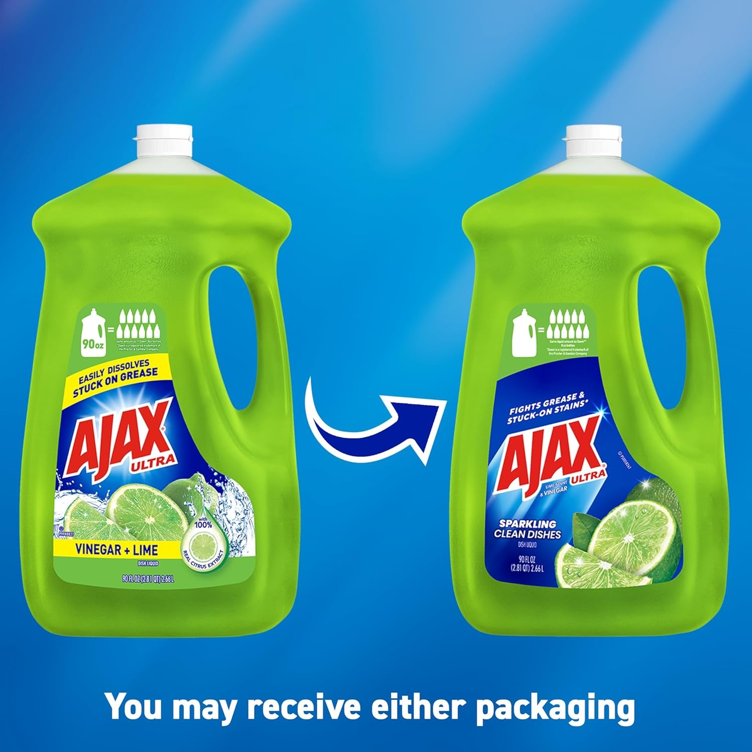 imageAjax Ultra Liquid Dish Soap Orange Scent Triple Action 90 fl oz BottleLime Vinegar