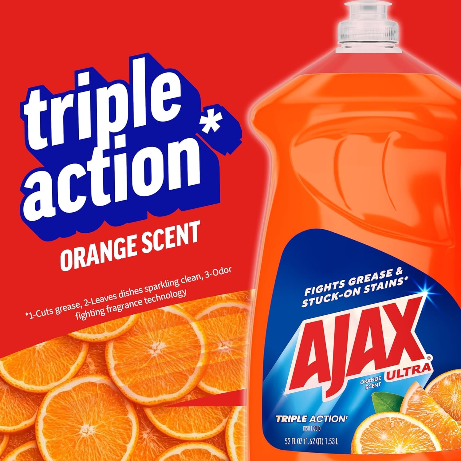 imageAjax Ultra Liquid Dish Soap Orange Scent Triple Action 90 fl oz BottleOrange