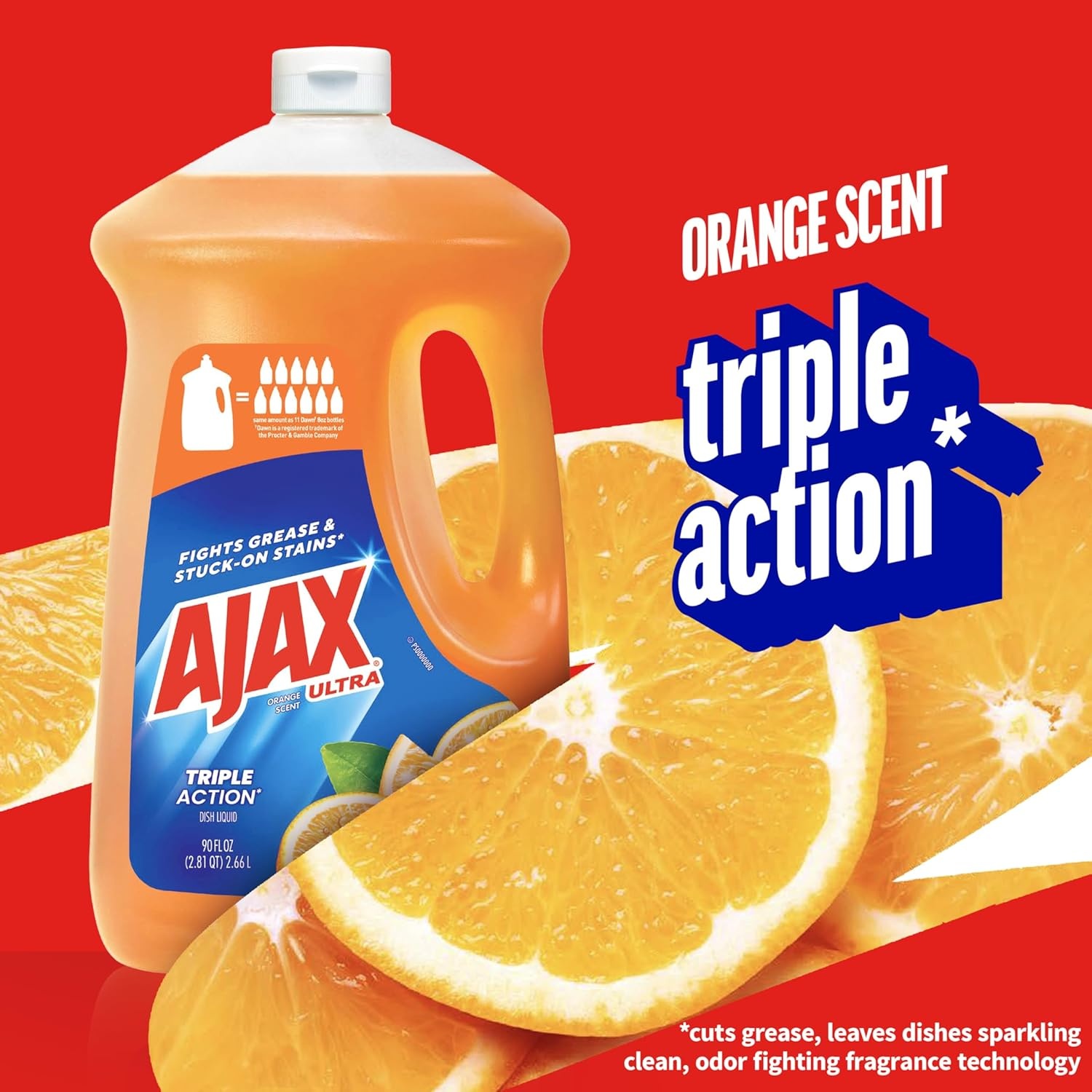 imageAjax Ultra Liquid Dish Soap Orange Scent Triple Action 90 fl oz BottleOrange