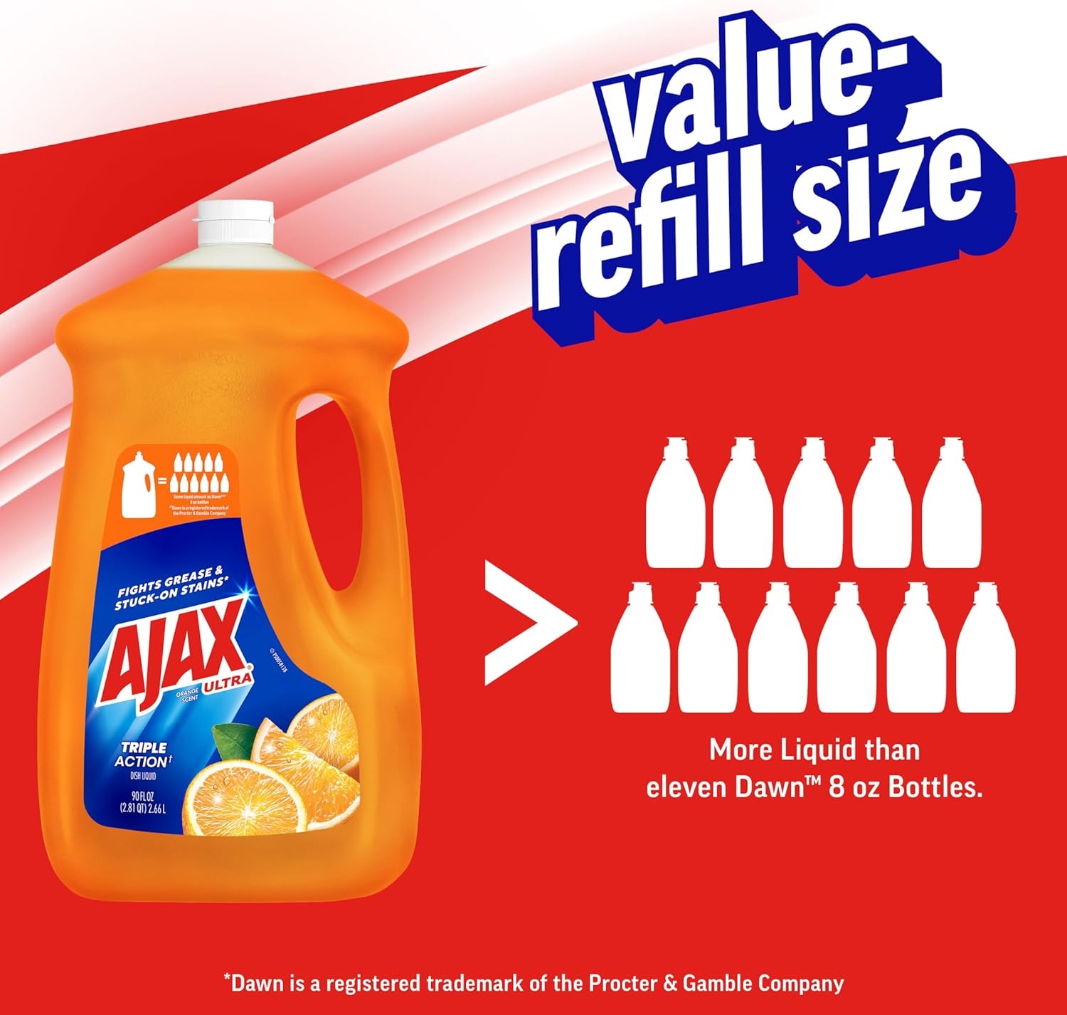 imageAjax Ultra Liquid Dish Soap Orange Scent Triple Action 90 fl oz BottleOrange