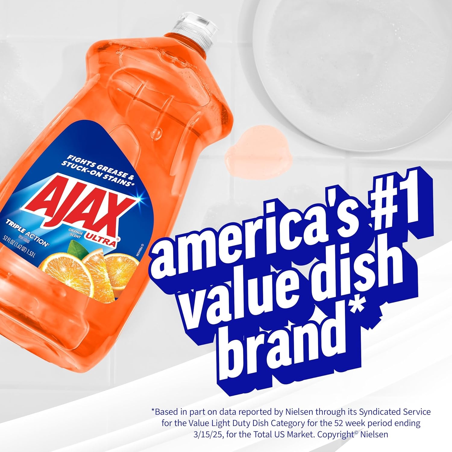 imageAjax Ultra Liquid Dish Soap Orange Scent Triple Action 90 fl oz BottleOrange
