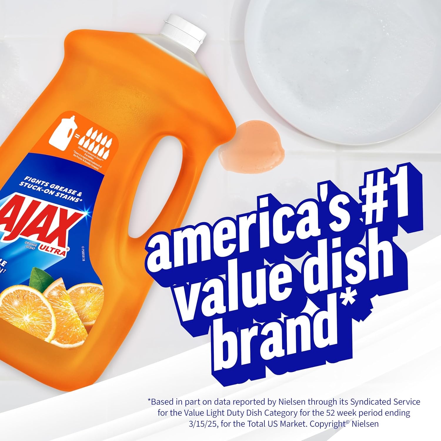 imageAjax Ultra Liquid Dish Soap Orange Scent Triple Action 90 fl oz BottleOrange