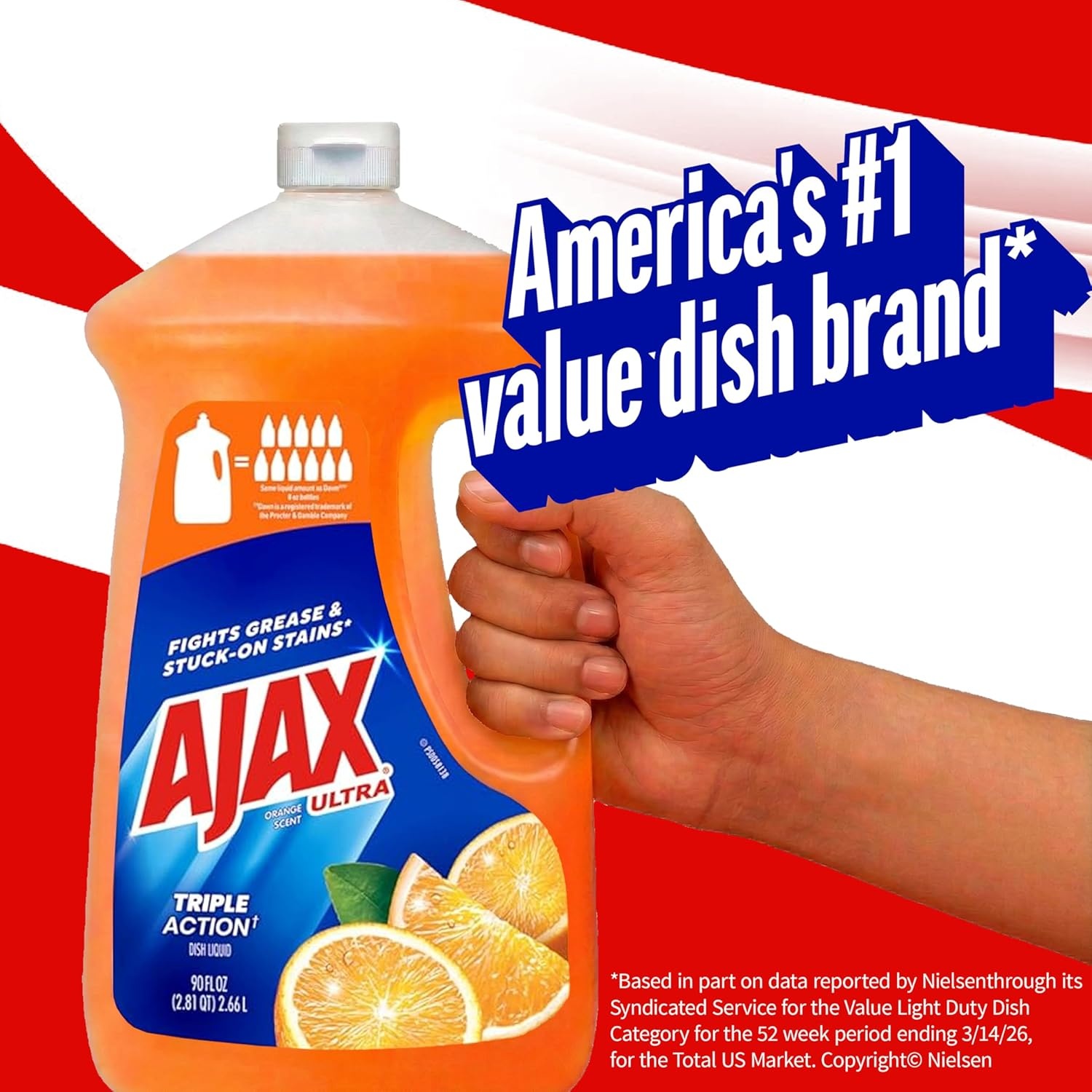 imageAjax Ultra Liquid Dish Soap Orange Scent Triple Action 90 fl oz BottleOrange