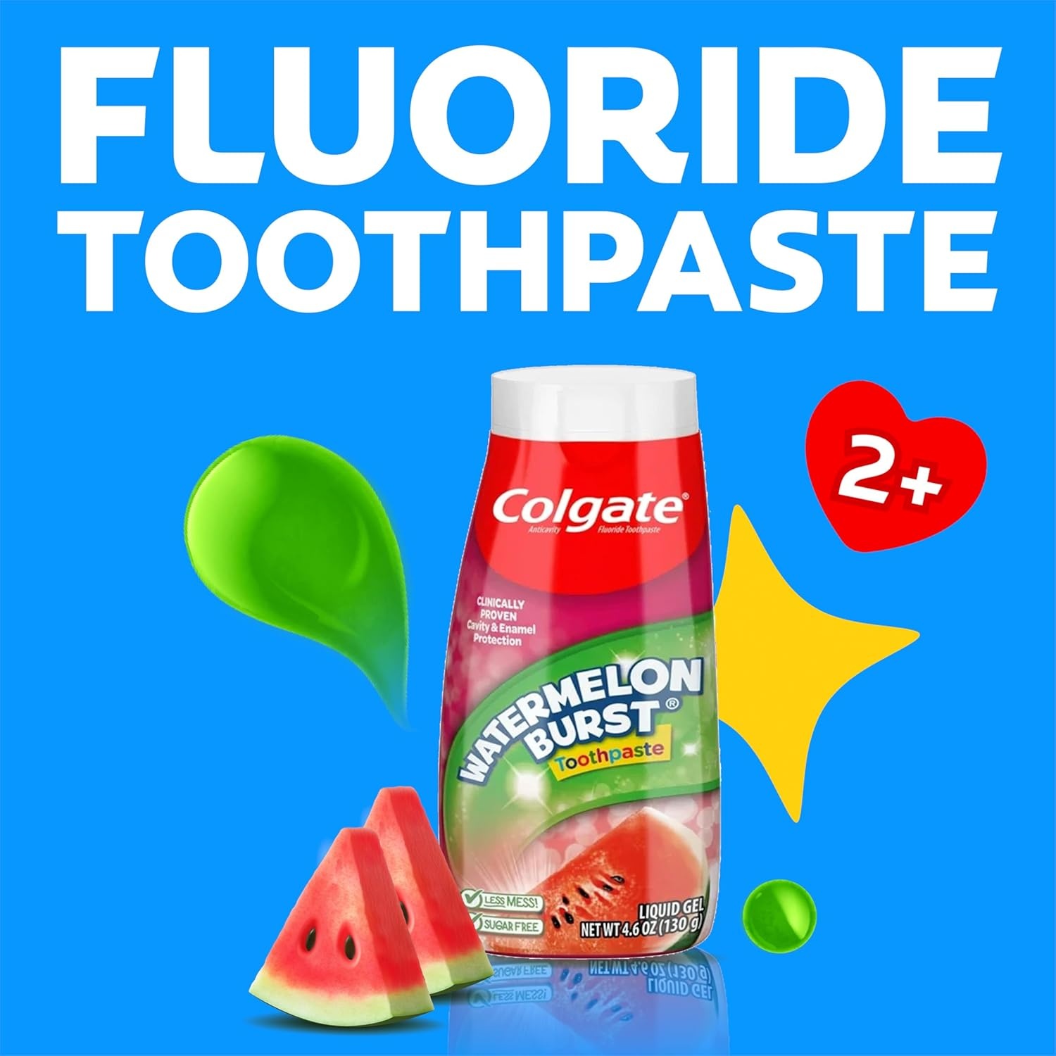 imageColgate Anticavity Kids Toothpaste with Fluoride for Ages 2 Watermelon Burst Flavor 46 Ounce 4 Pack46 Ounce Pack of 4
