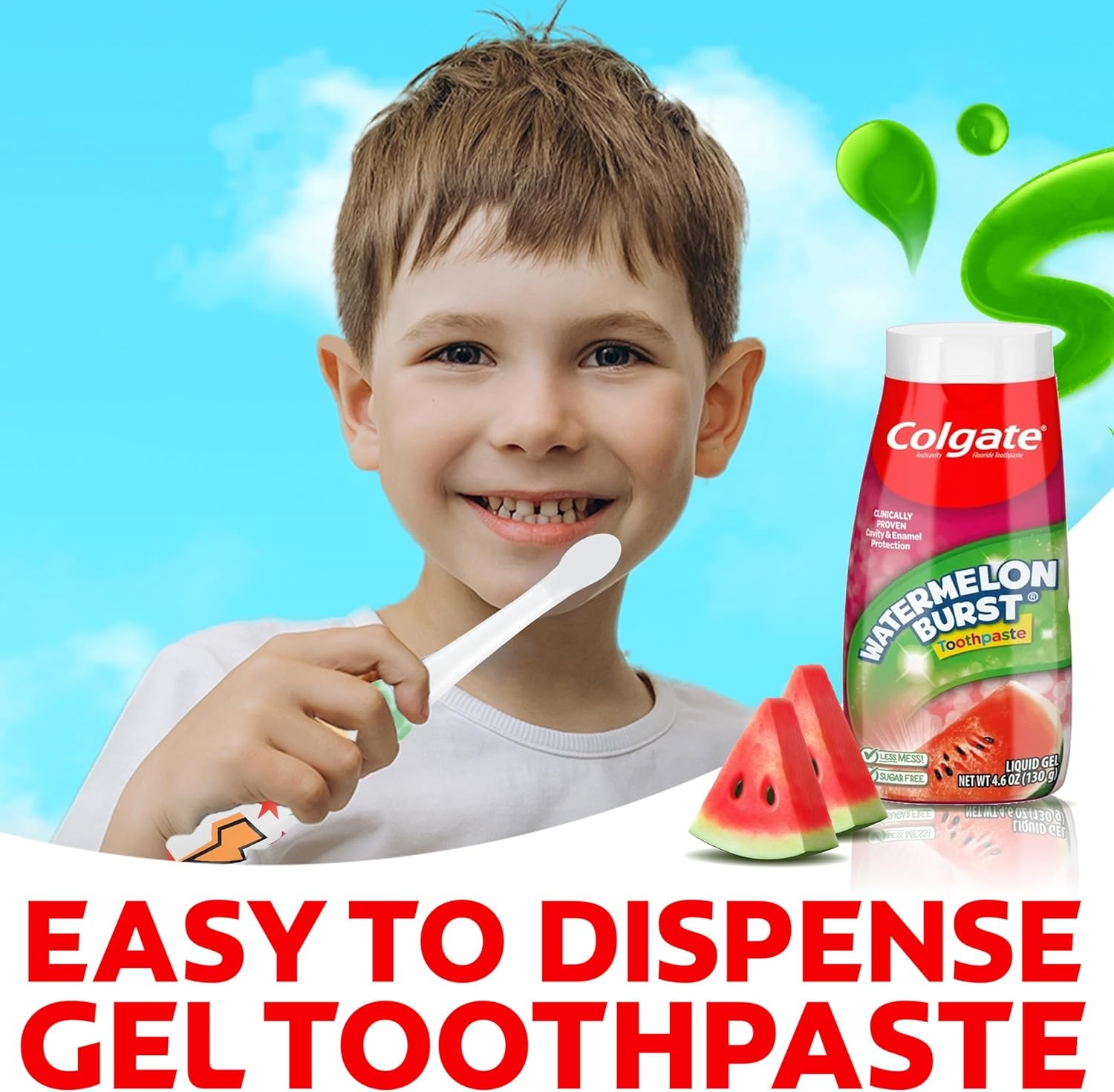 imageColgate Anticavity Kids Toothpaste with Fluoride for Ages 2 Watermelon Burst Flavor 46 Ounce 4 Pack46 Ounce Pack of 4