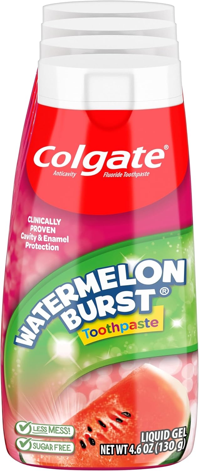 imageColgate Anticavity Kids Toothpaste with Fluoride for Ages 2 Watermelon Burst Flavor 46 Ounce 4 Pack46 Ounce Pack of 4
