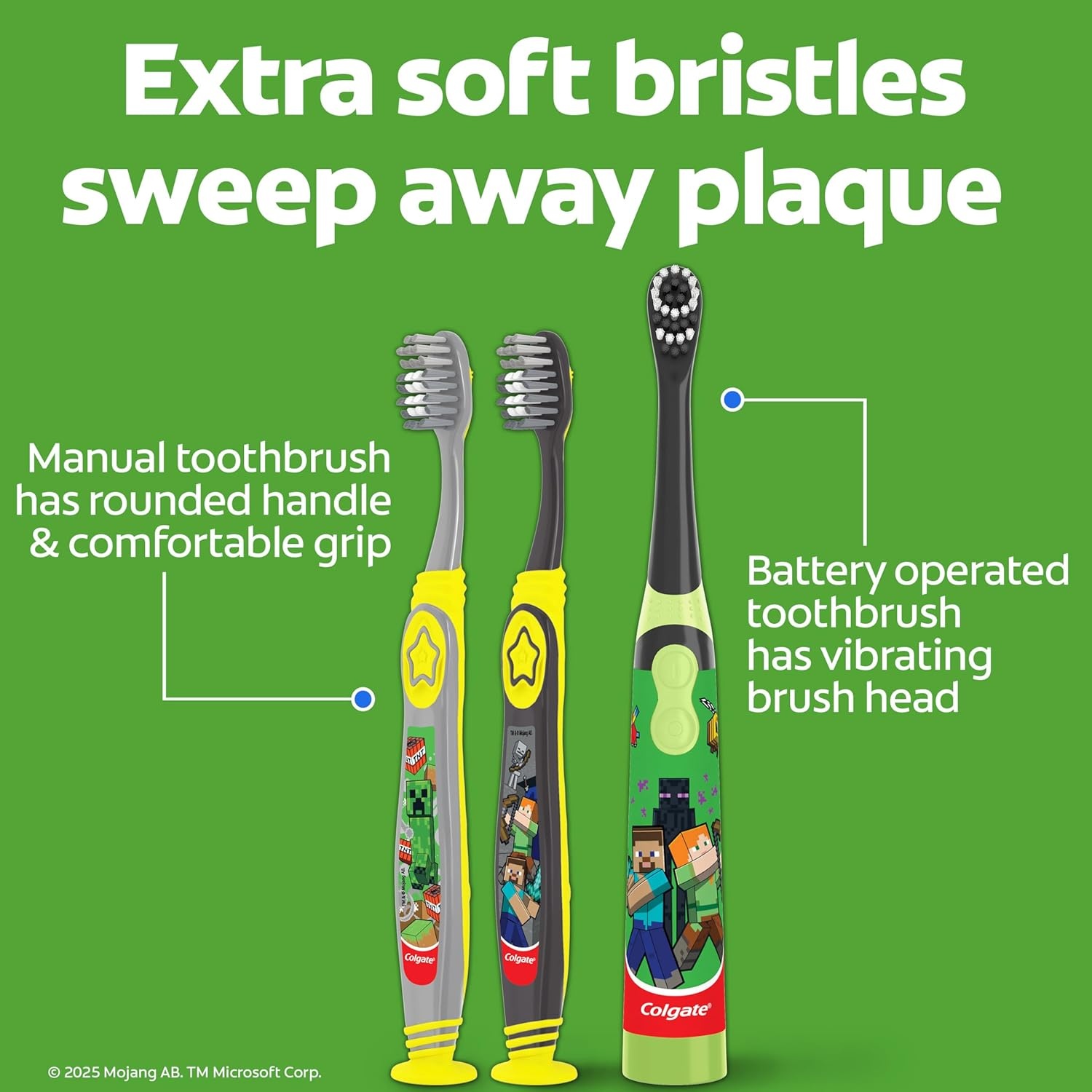 imageColgate Kids Bluey Toothbrush and Kids Toothpaste Gift Set Includes BlueyThemed Battery Toothbrush 2 Bubblegum Flavored Fluoride Toothpastes and 2 Manual ToothbrushesMinecraft