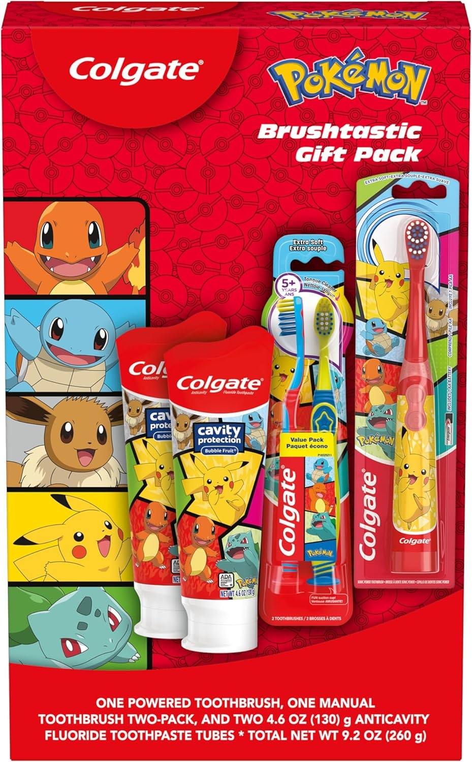 imageColgate Kids Bluey Toothbrush and Kids Toothpaste Gift Set Includes BlueyThemed Battery Toothbrush 2 Bubblegum Flavored Fluoride Toothpastes and 2 Manual ToothbrushesPokemon