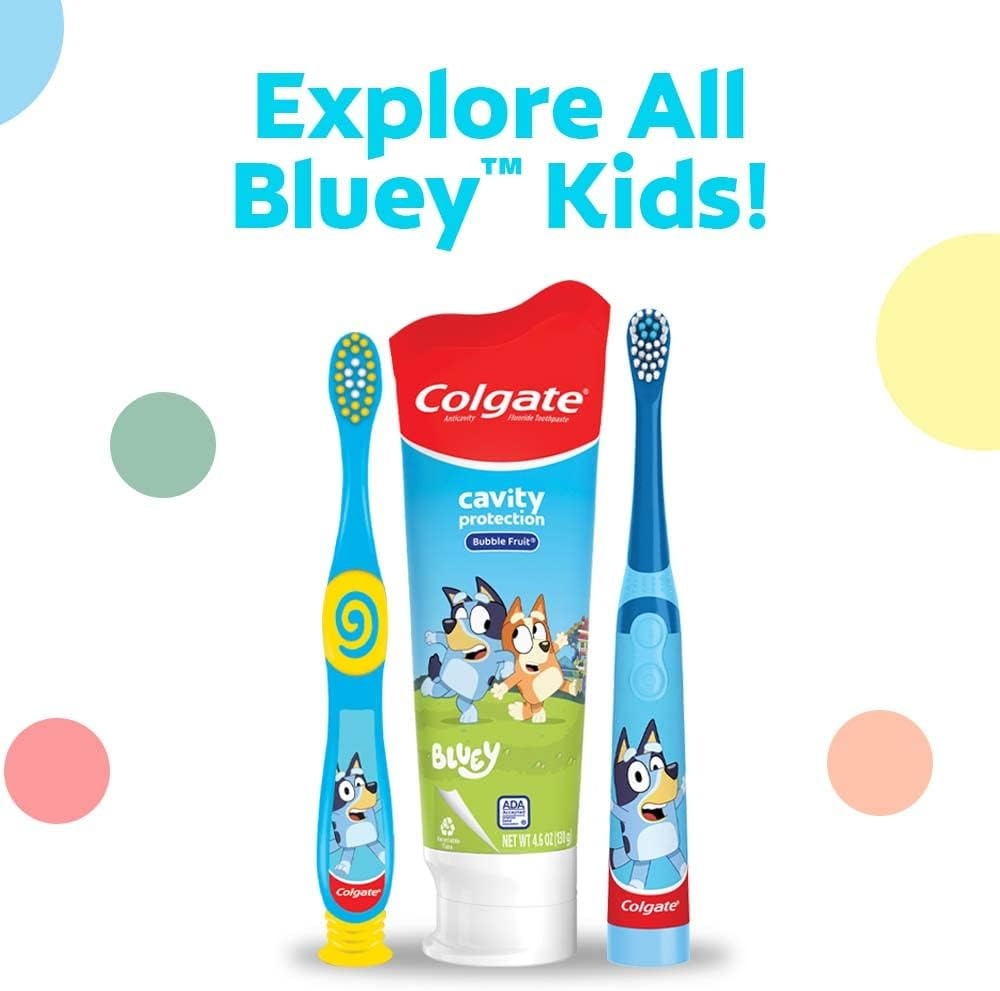imageColgate Kids Bluey Toothpaste with Fluoride for Cavity Protection Ages 2 ADA Accepted Sugar Free and Gluten Free Bubble Fruit Flavor 4 Pack 46 Oz TubesBluey