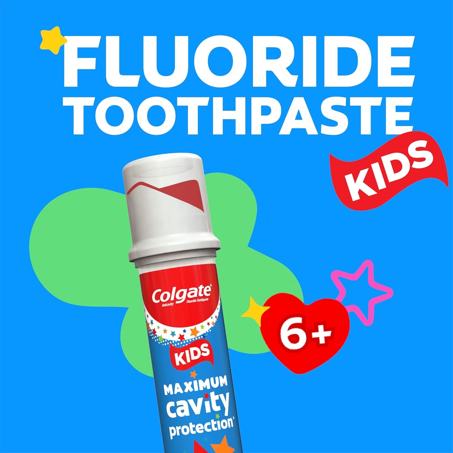 imageColgate Kids Toothpaste Pump with Fluoride for Cavity Protection Ages 6 ADA Accepted Bubble Fruit 44 Ounce 6 Pack