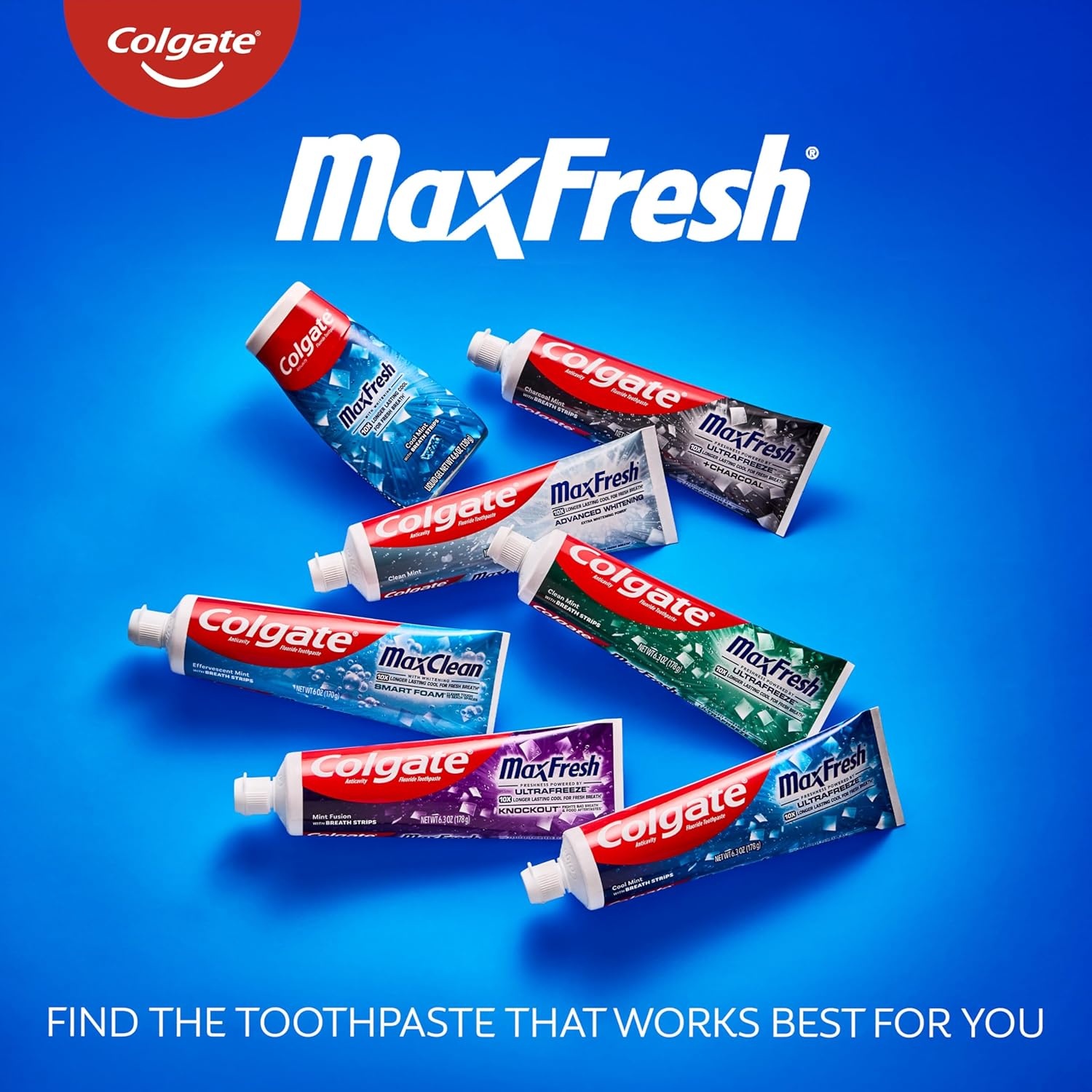 imageColgate MaxFresh Cool Mint Toothpaste Pack Fresh Breath Toothpaste with Fluoride and Hundreds of Mini Breath Strips Leaves Mouth Feeling Refreshed for Hours 4 Pack 63 oz63 Ounce Pack of 4