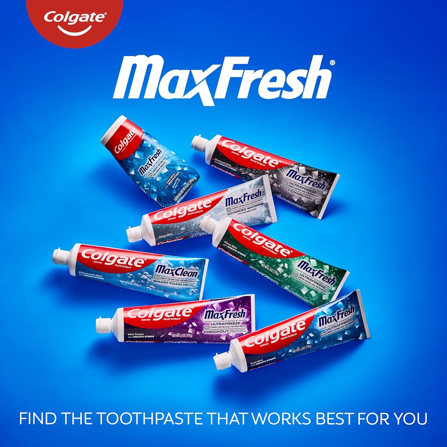 imageColgate MaxFresh Cool Mint Toothpaste Travel Size Toothpaste for Bad Breath with Fluoride and Hundreds of Mini Breath Strips Leaves Mouth Feeling Refreshed for Hours Fights Cavities 10 oz
