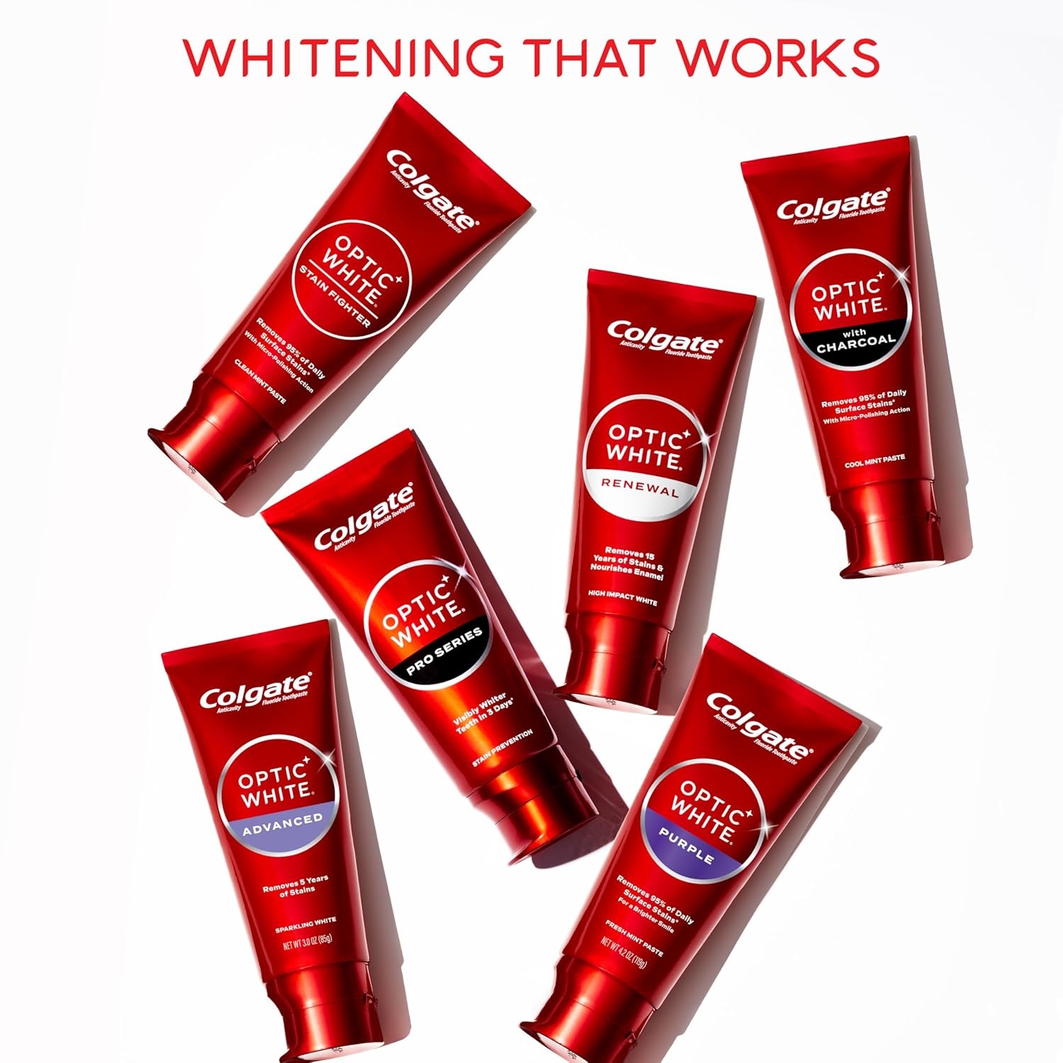 imageColgate Optic White Advanced Hydrogen Peroxide Toothpaste Teeth Whitening Toothpaste Pack EnamelSafe Formula Helps Remove Tea Coffee and Wine Stains Sparkling White 3 Pack 32 oz96 Ounce Pack of 1