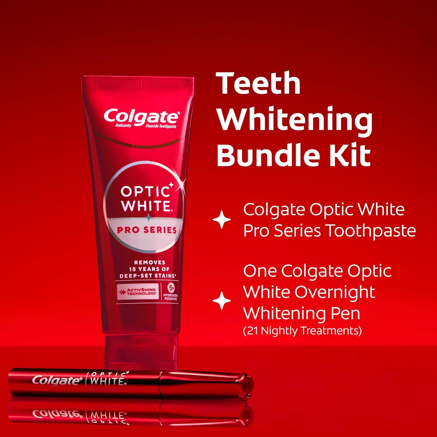 imageColgate Optic White Overnight Whitening Kit Teeth Whitening Pen 21 Nightly Treatments and Pro Series High Impact White Toothpaste Designed for No Tooth Sensitivity