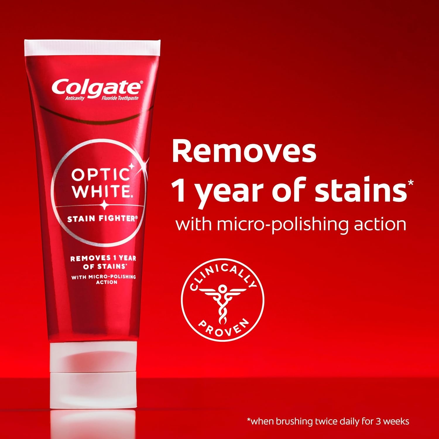 imageColgate Optic White Stain Fighter Clean Mint Paste Teeth Whitening Toothpaste 4 Pack Anticavity Toothpaste with Fluoride Enamel Safe Teeth Stain Remover 38 OZ